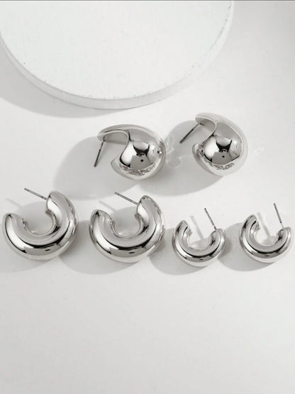 Shein Classic & Fashionable Silver C Design Minimalist Earrings Suitable
