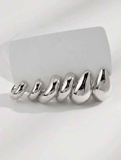Shein Classic & Fashionable Silver C Design Minimalist Earrings Suitable