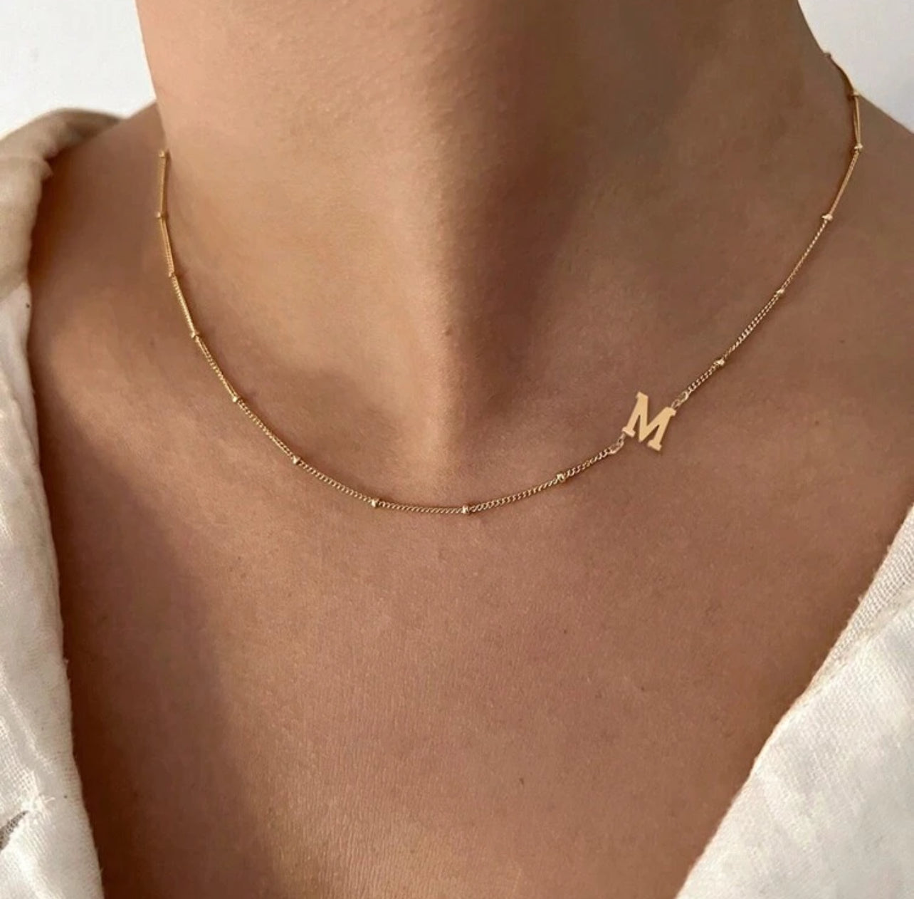 1pc Classic Initial Pendant Fashion Stainless Steel Bead Chain