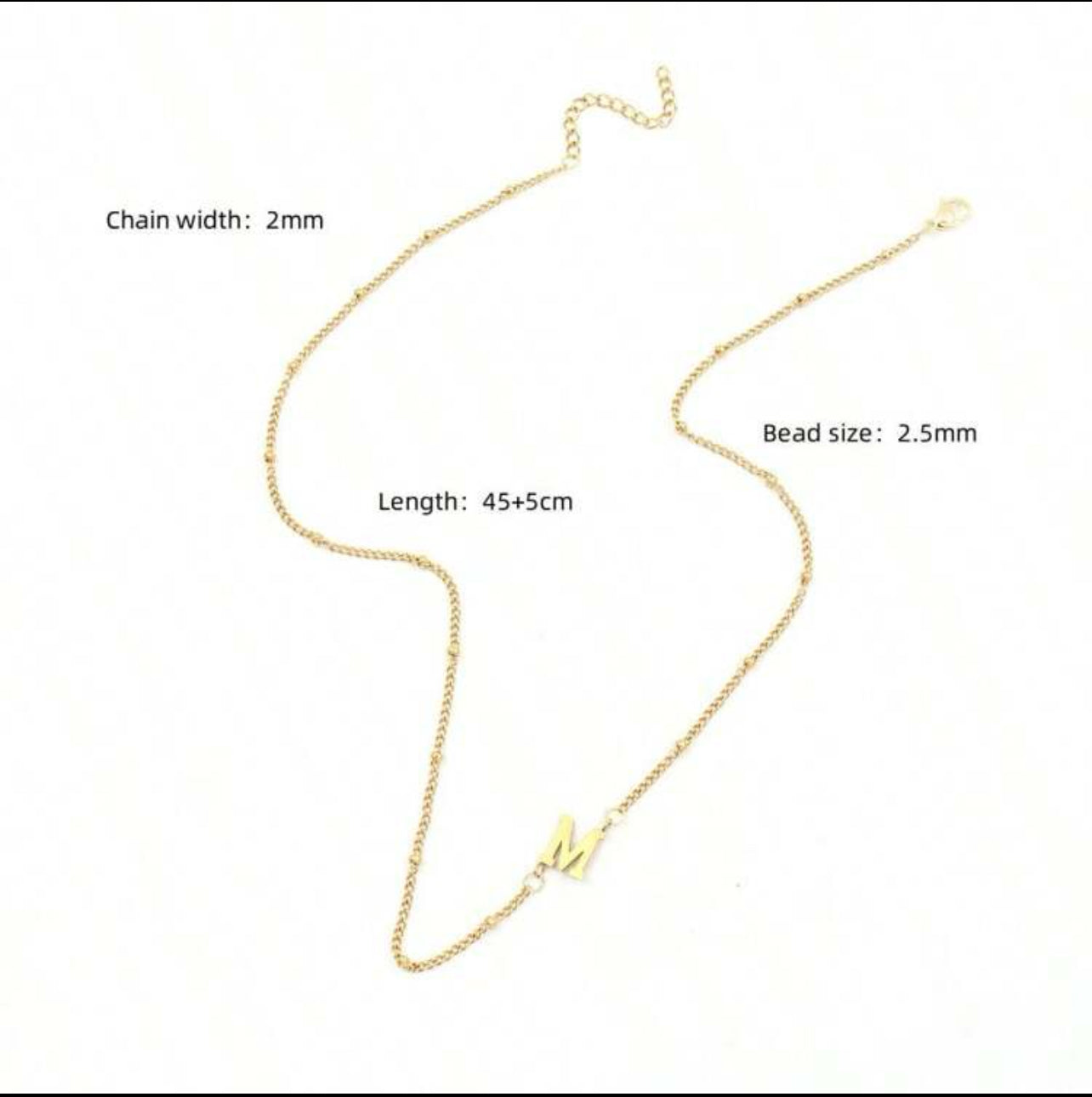 1pc Classic Initial Pendant Fashion Stainless Steel Bead Chain