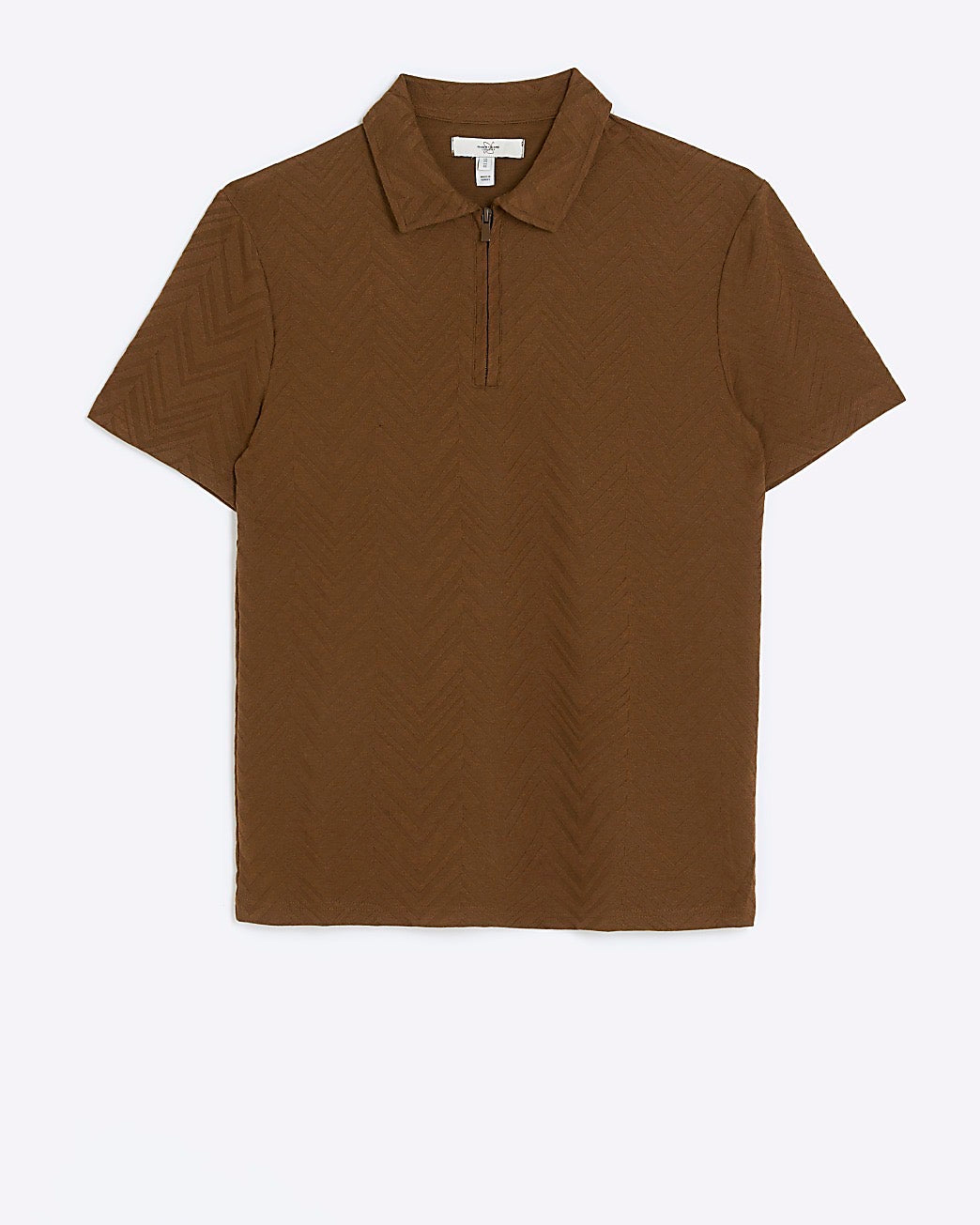 River Island Brown slim fit textured polo shirt (UK size)