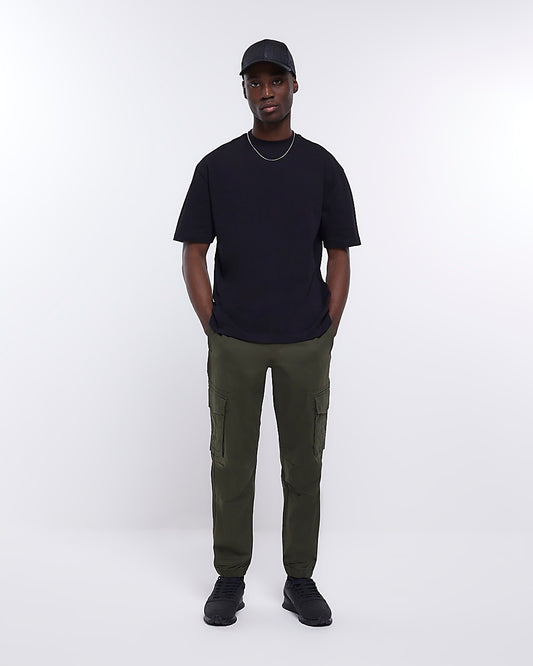River Island Khaki regular fit cargo joggers (UK size)