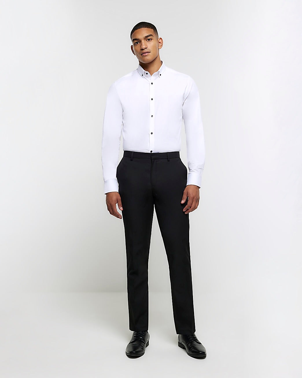 River Island White muscle fit textured smart shirt (UK size)