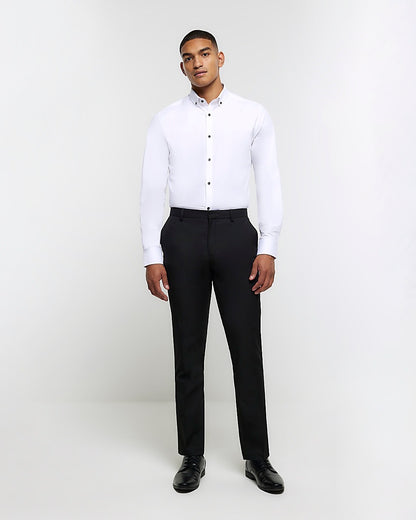 River Island White muscle fit textured smart shirt (UK size)