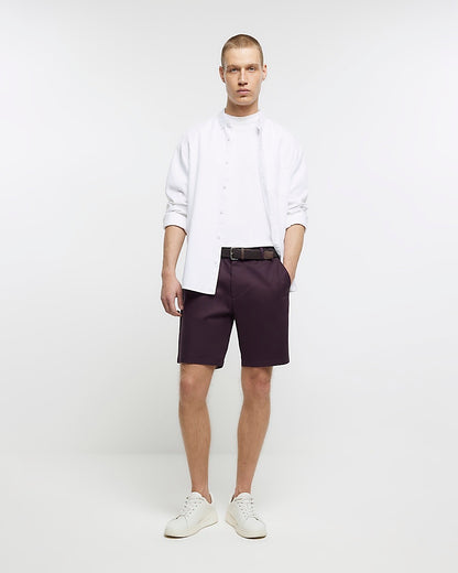River Island Red regular fit belted chino shorts (UK size)