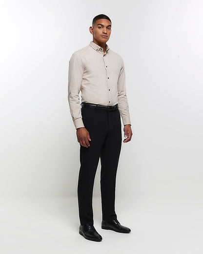 River Island Stone muscle fit textured smart shirt (UK size)