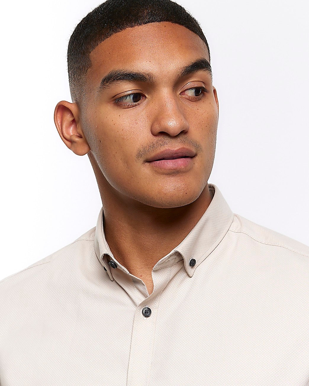 River Island Stone muscle fit textured smart shirt (UK size)