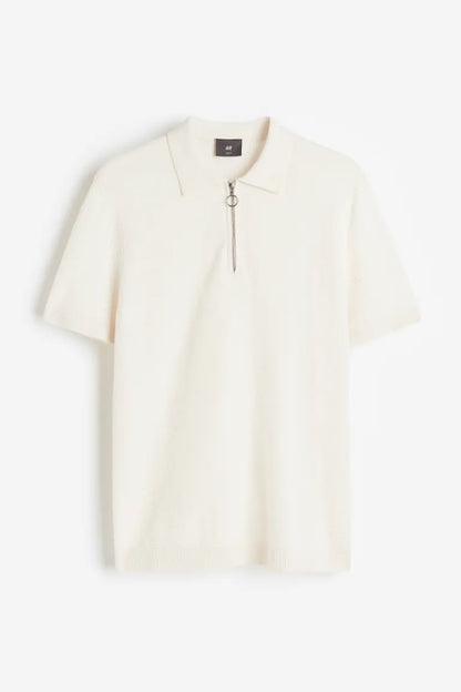 H&M Slim Fit Textured-knit polo shirt